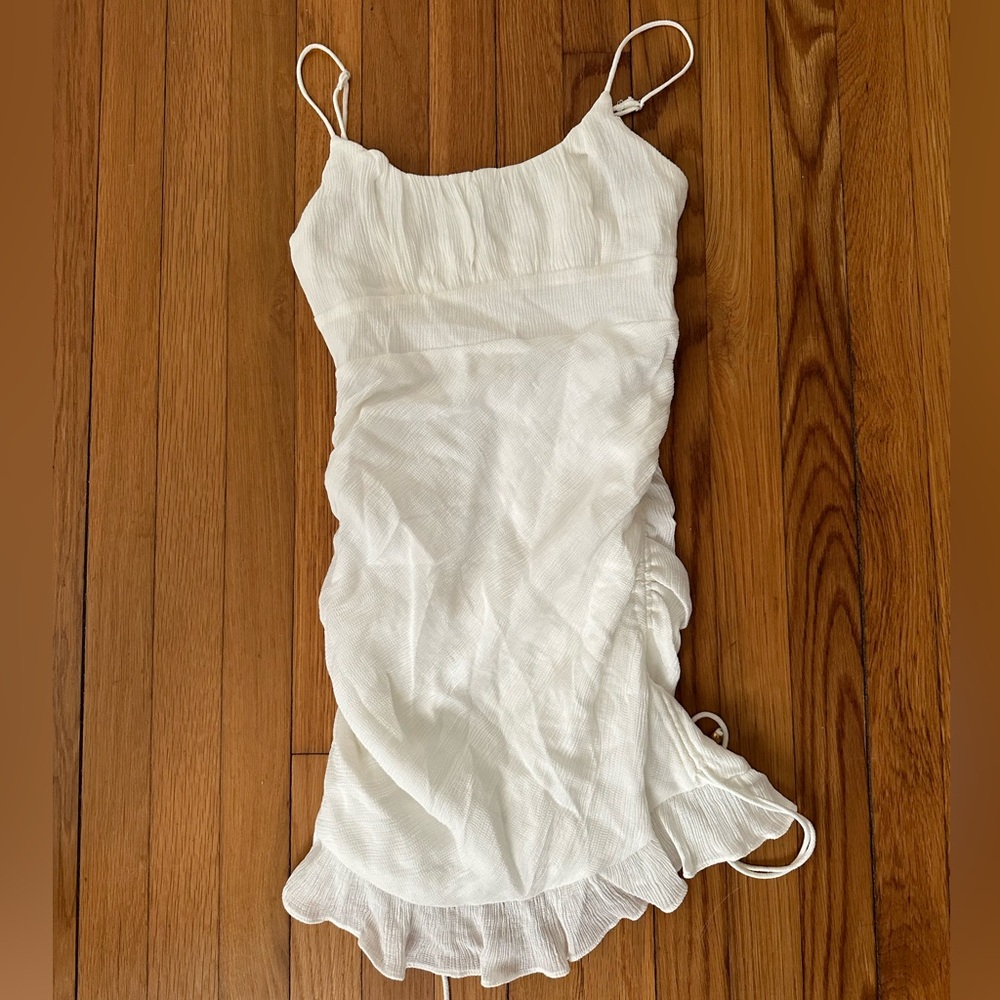 Mika and gala white dress with ruched sides